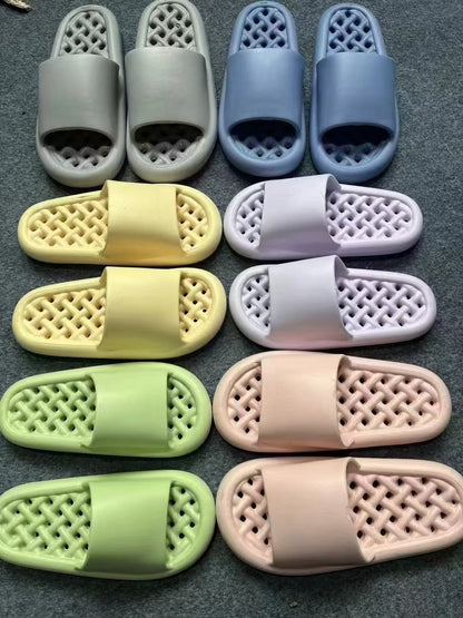 Bathroom Bathing Non-slip Men Women Leaking Quick-drying Slippers for Couples (Standard Sizes)