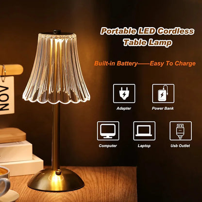Metal Brass Crystal Table Lamp Best Quality Rechargeable