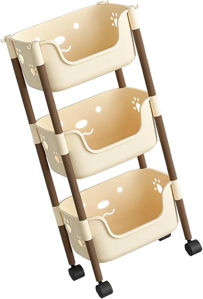 Multifunctional 3 Layer Storage Trolly With Wheels
