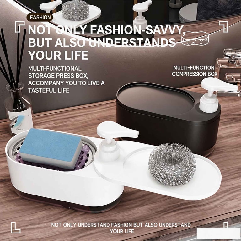 Orangide Soap Dispenser Brush, Built-in Soap Pump and Sponge Holder