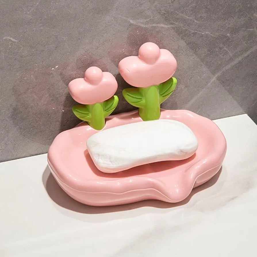 Flower Decor Creative Floral Soap Dish With Dual Drainage Design