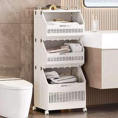 Multi-Layer Dirty Clothes Basket with Wheels – Bathroom Storage Heavy Quality