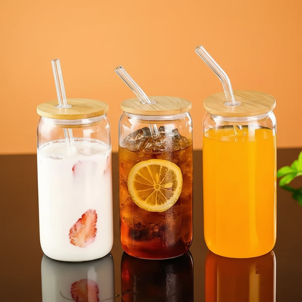 Sipper Glass Tumbler With Bamboo Lid