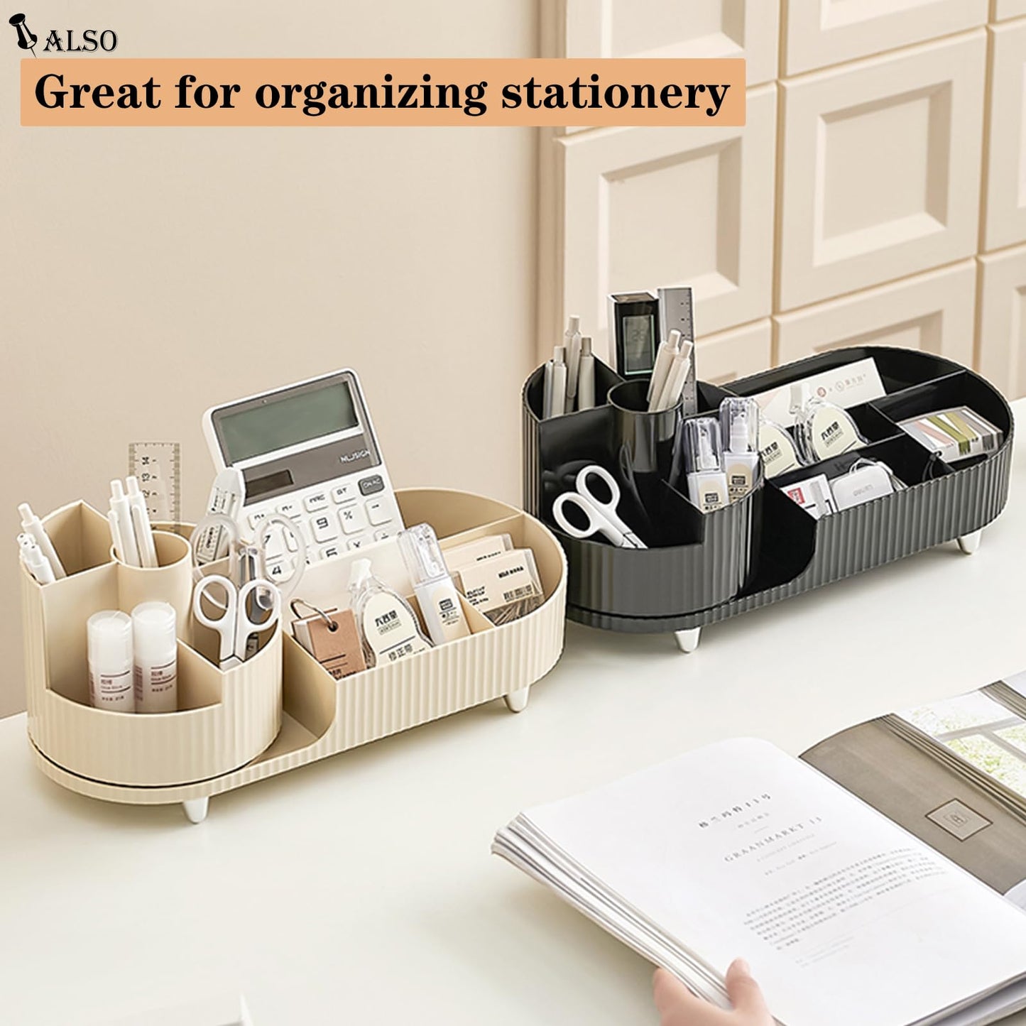 Makeup Organiser with 360° Rotating Makeup Brush Holder