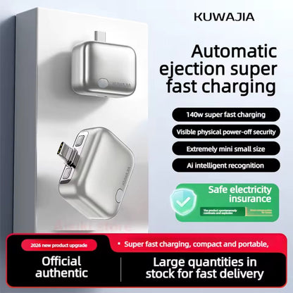Portable USB-C Automatic Power-Off Charging Pops Up Device Physically Disconnects