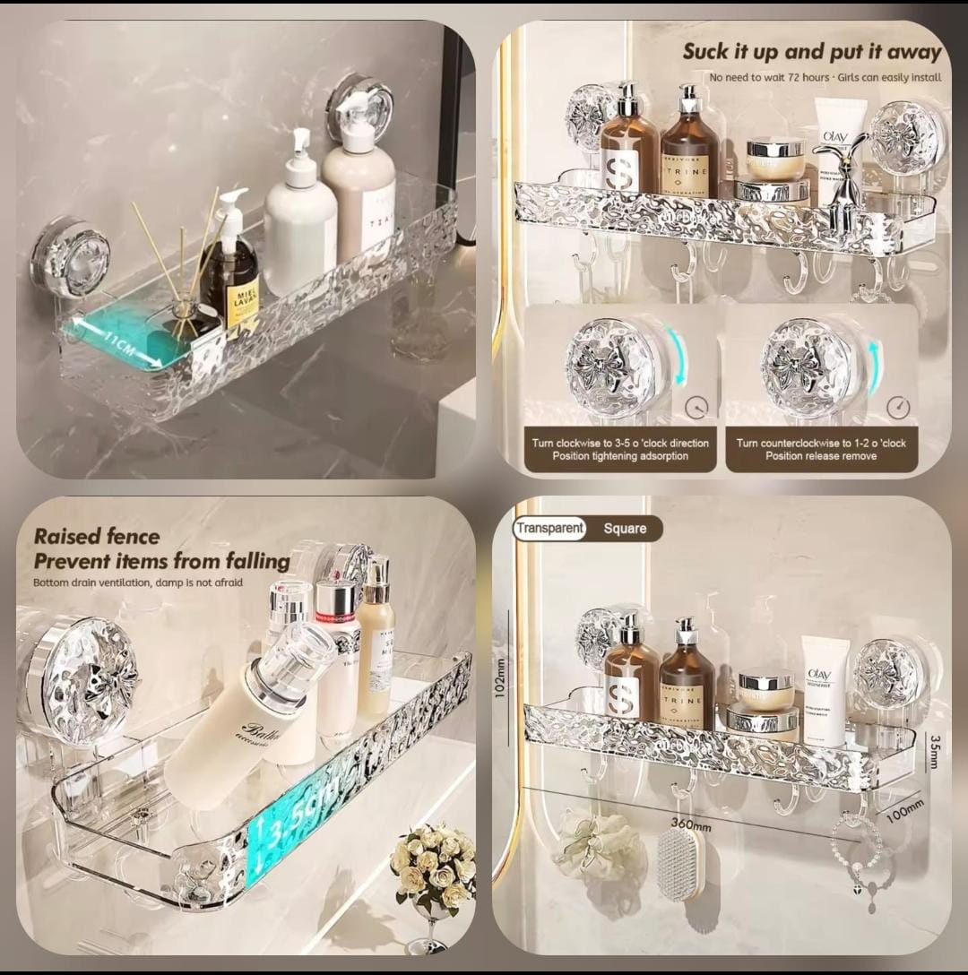 Luxury Style Glacier Pattern Suction Cup Shelf