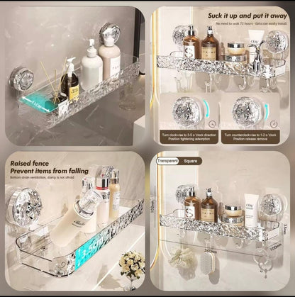 Luxury Style Glacier Pattern Suction Cup Shelf