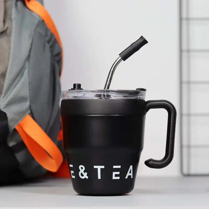 480ML Stainless Steel Coffee Mug with Straw