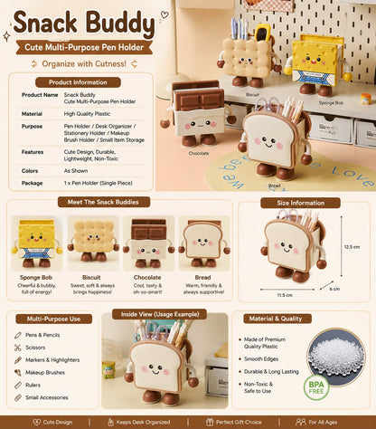 Snack Buddy Cute Multipurpose Pen Holder