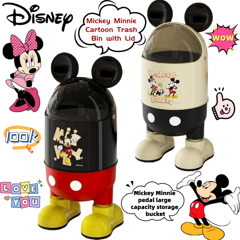 Disney Mickey Cute Trash Can Kitchen Storage Specialty Office Portable Paper Bin