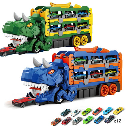 Urban Rail Track Toy Set For Childrens Transforming Dinosaur Truck Includes 6 Vehicles Ultimate Garage Playset