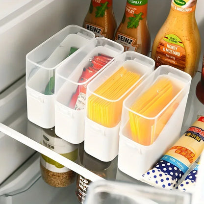 Fridge Organizer Bins with Lids Stackable Storage Containers for Cheese, Sauce Packets & Snacks