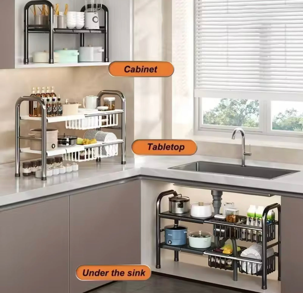 Multipurpose Used Under Sink Adjustable Storage Rack Heavy Quality