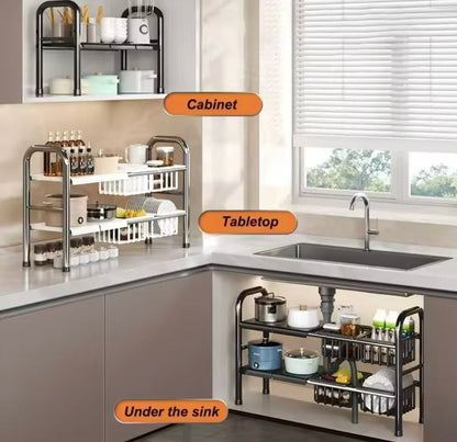 Multipurpose Used Under Sink Adjustable Storage Rack Heavy Quality