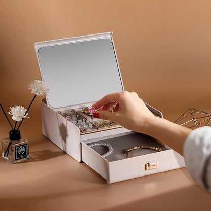 Jewellery Storage Box with Mirror and Drawer