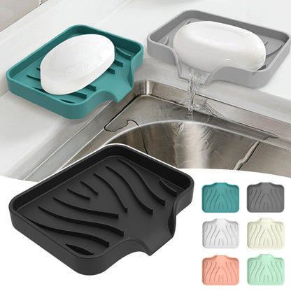 Silicone Soap Dish & Kitchen Soap Tray, Durable Rubber Soap Dish with Drainage
