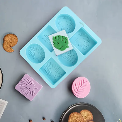6-Cavity Tropical Leaf Silicone Mold Used For DIY Soap