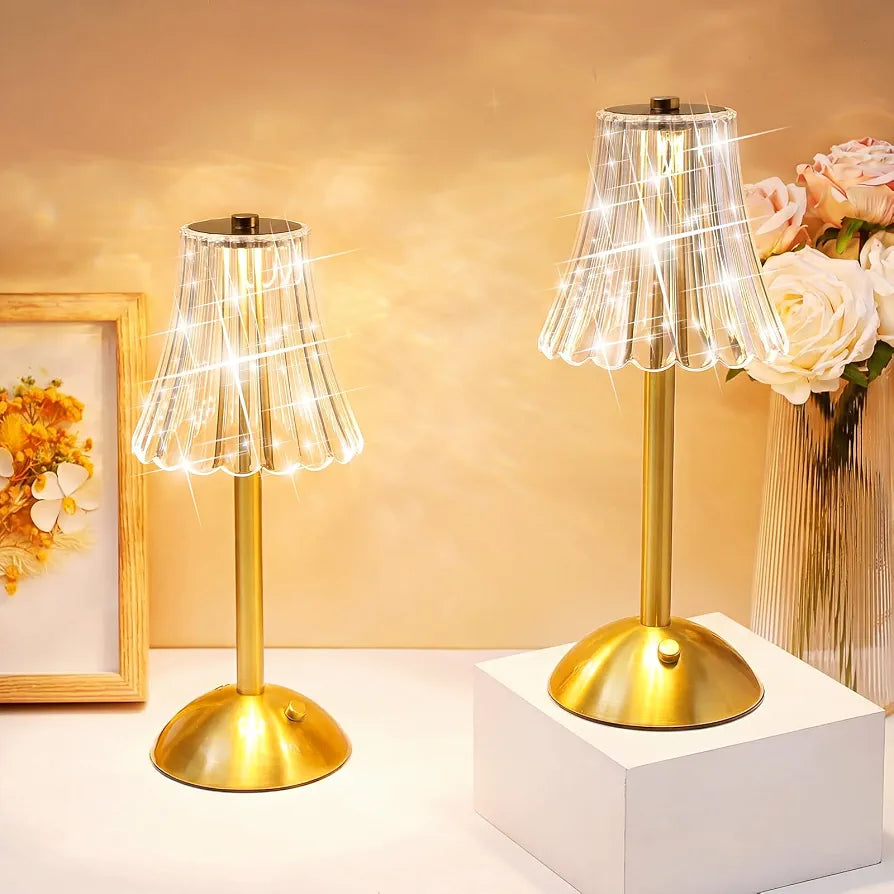 Metal Brass Crystal Table Lamp Best Quality Rechargeable