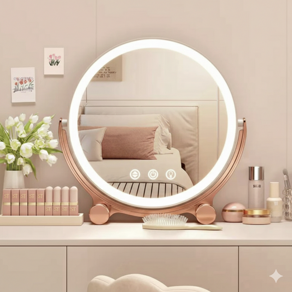 Vanity Cosmetics Round Shape Desktop LED Makeup Mirror