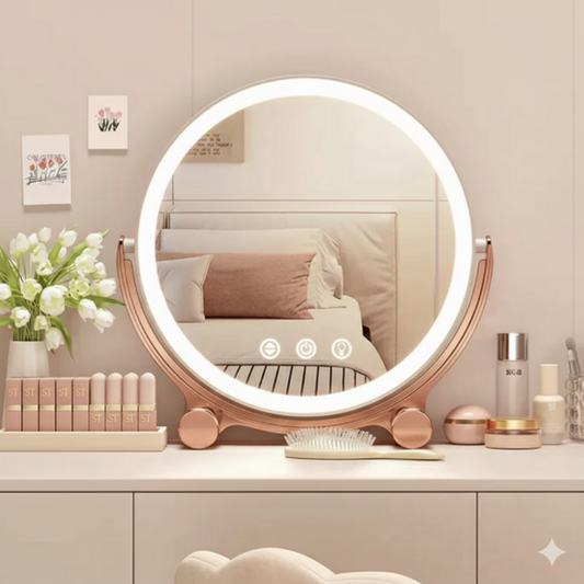 Vanity Cosmetics Round Shape Desktop LED Makeup Mirror