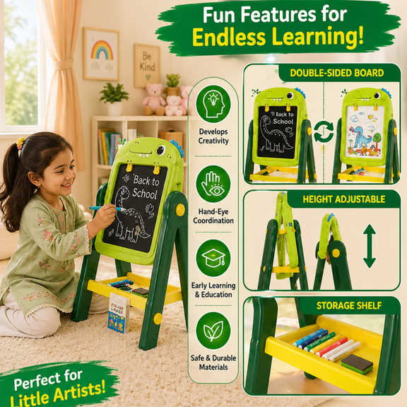 Double Sided White And Black Board children's Magnetic Drawing Board And Learning Easel