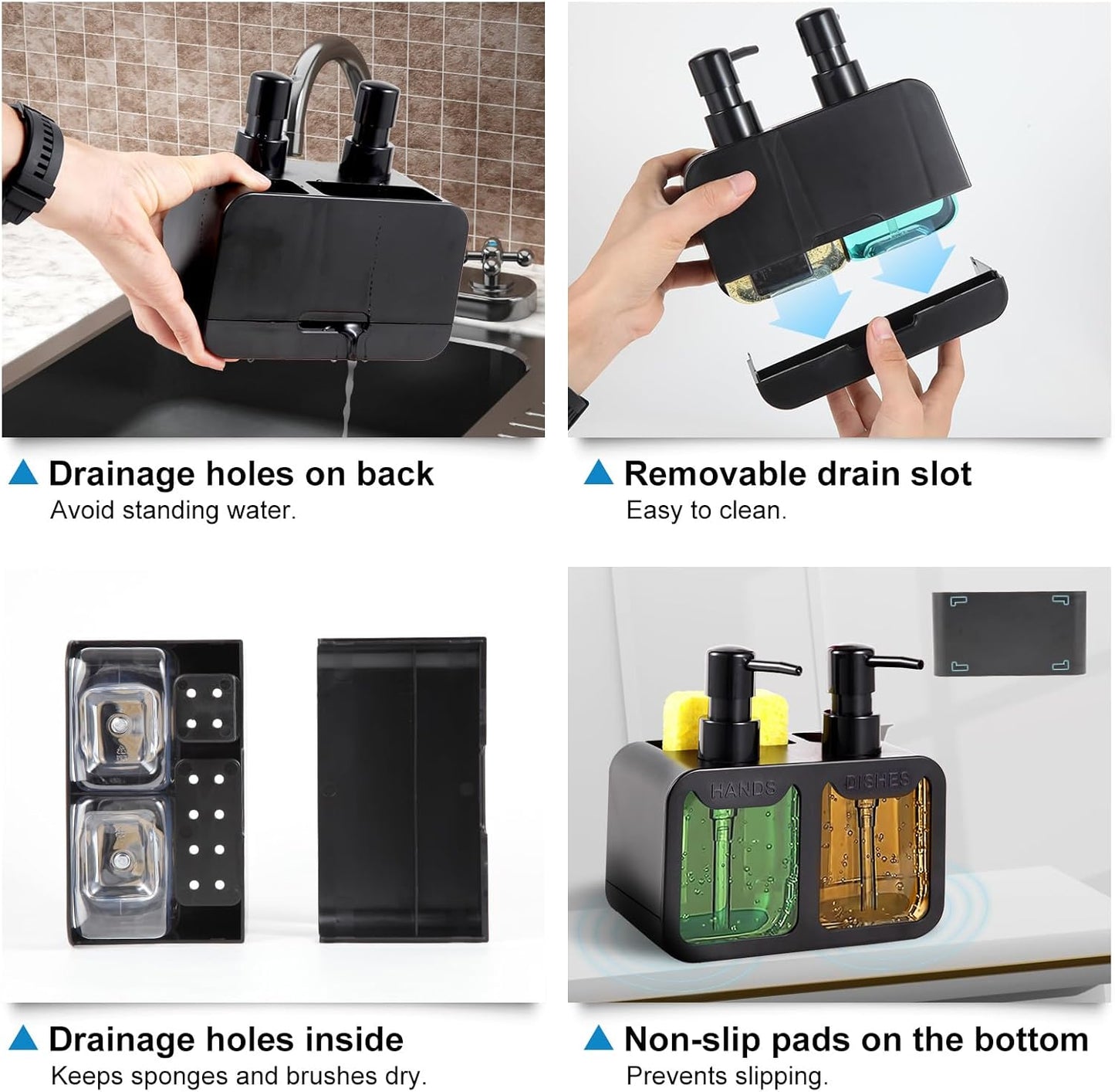 4 in 1 Manual Press Liquid Dish & Hand Soap Dispenser