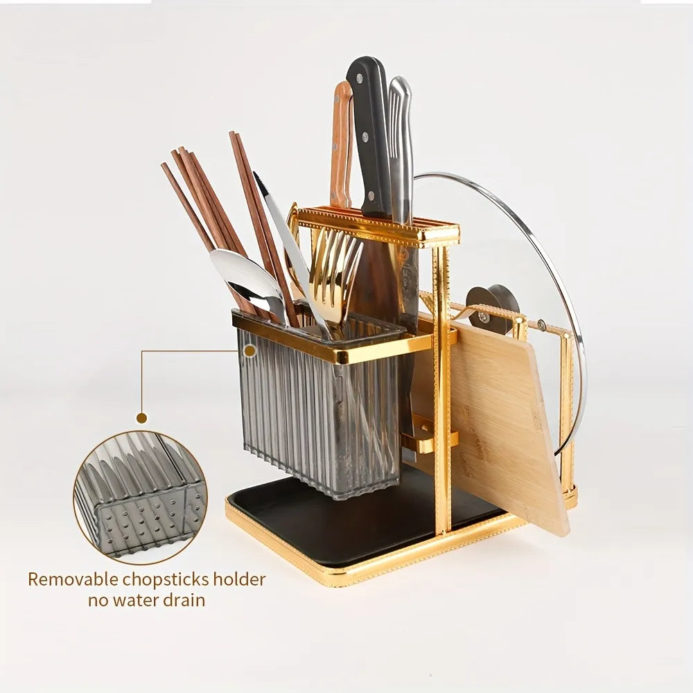 Stainless Steel Luxurious Knife and Chopsticks Rack