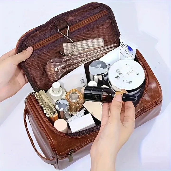 Travel Premium Leather Hanging Toiletry Bag