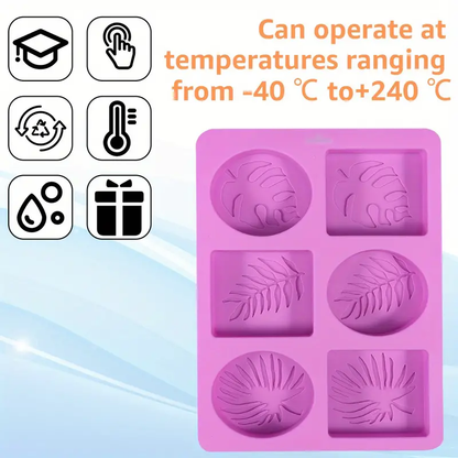 6-Cavity Tropical Leaf Silicone Mold Used For DIY Soap