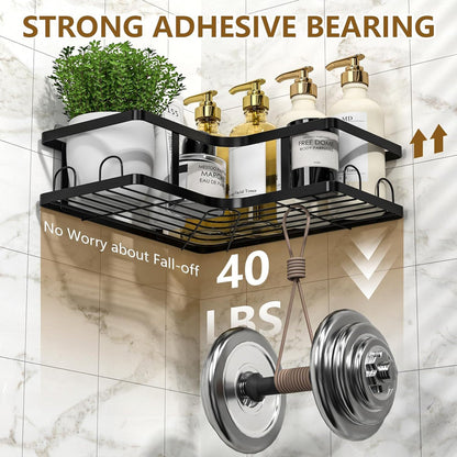 Set Of 5 Mesh Shower Shelves, Multipurpose Wall Storage Racks Stainless Steel Bathroom Corner Baskets