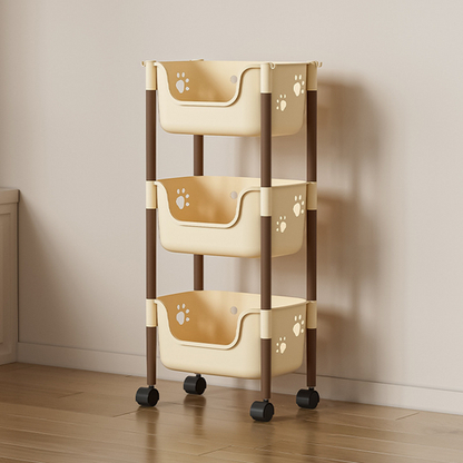 Multifunctional 3 Layer Storage Trolly With Wheels