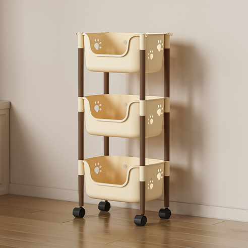 Multifunctional 3 Layer Storage Trolly With Wheels