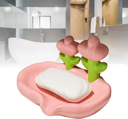 Flower Decor Creative Floral Soap Dish With Dual Drainage Design