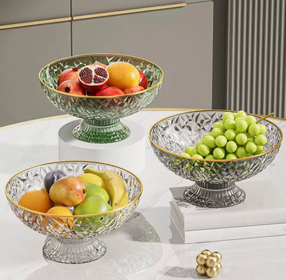 Elegant Acrylic Draining Luxury Fruit Bowl With Golden Rim