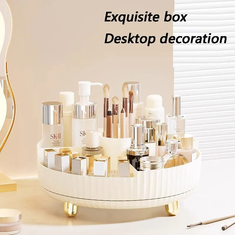 360° Rotating Luxury Cosmetic Organizer Tray – Makeup & Skincare Storage