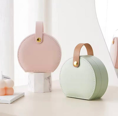 Mini Portable PU Leather Jewelry Organizer Box