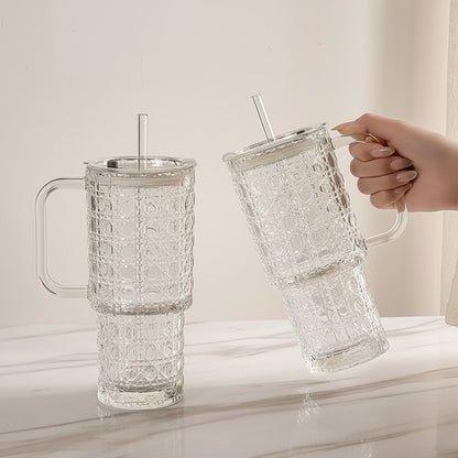 Glass Tumbler with Handle, Straw & Leak-Proof Lid – 750ml