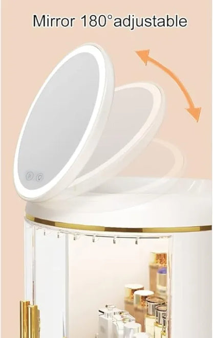 LED Mirror Cosmetic Storage Organizer