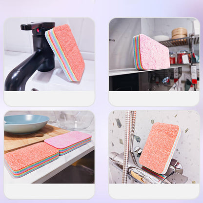 Rainbow Color Pot Dish Sponge, Double Side Dishwashing Sponge, Kitchen Cleaning Cloth
