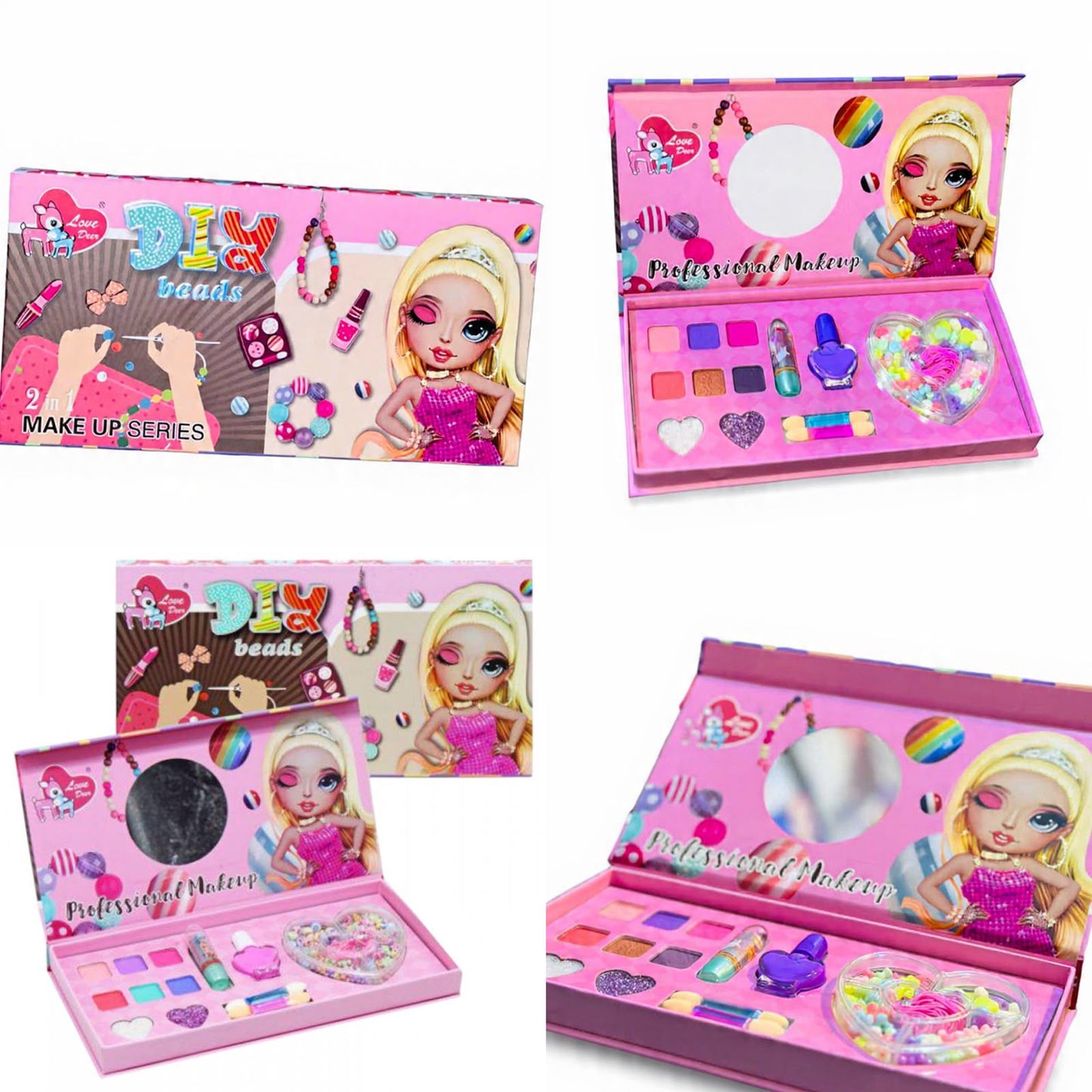 DIY Beads 2-in-1 Set Includes Children's Makeup & Bead Accessories.