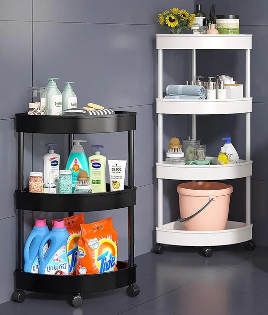 Multipurpose Layer Corner Rack Plastic & Metal Rod (4 Layer)