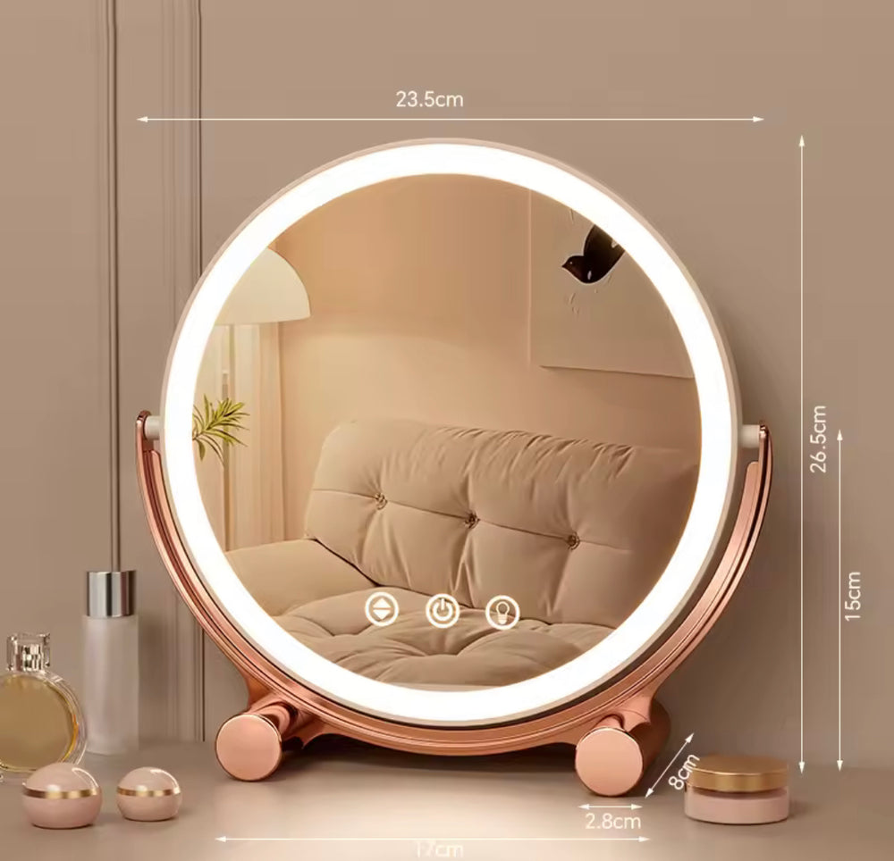 Vanity Cosmetics Round Shape Desktop LED Makeup Mirror