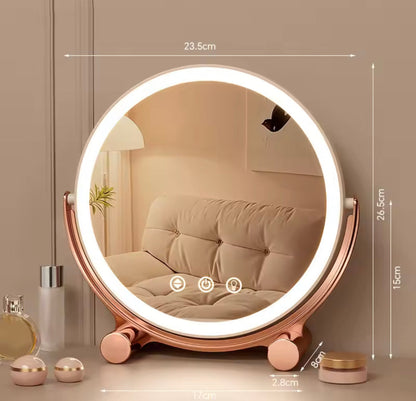 Vanity Cosmetics Round Shape Desktop LED Makeup Mirror
