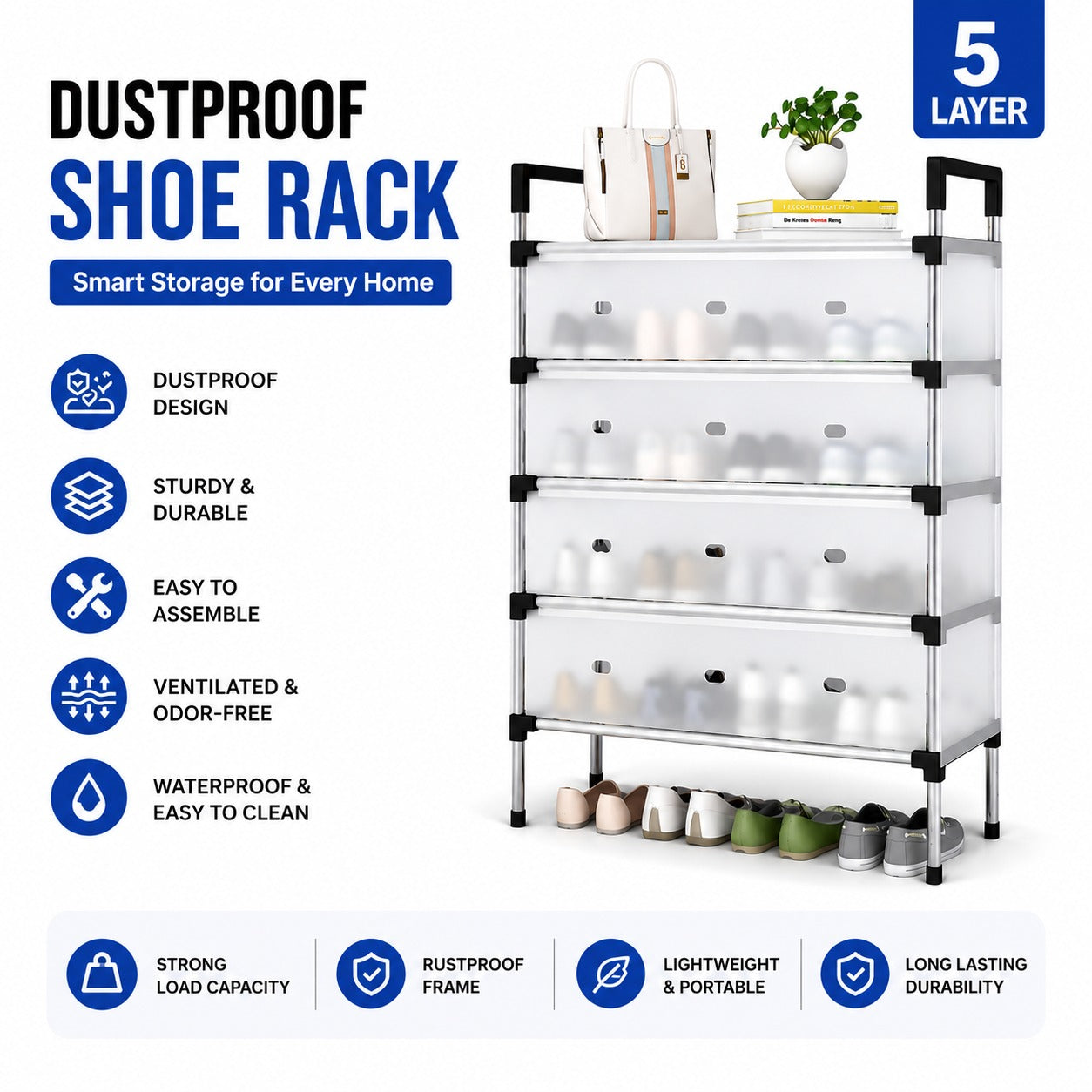 Multi Layer Dust-Proof Shoe Rack (Box Packing Premium Quality)