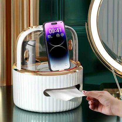 Multi-functional Desktop Tissue Box Organizers With Storage Compartments.