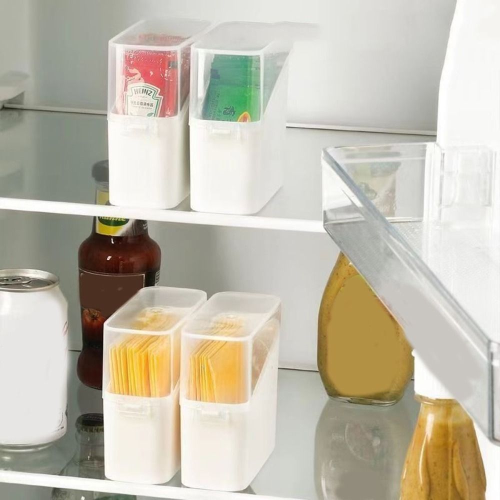 Fridge Organizer Bins with Lids Stackable Storage Containers for Cheese, Sauce Packets & Snacks