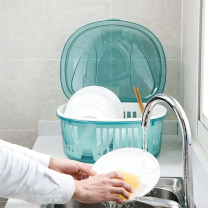 Kitchen Dish Rack With Lid