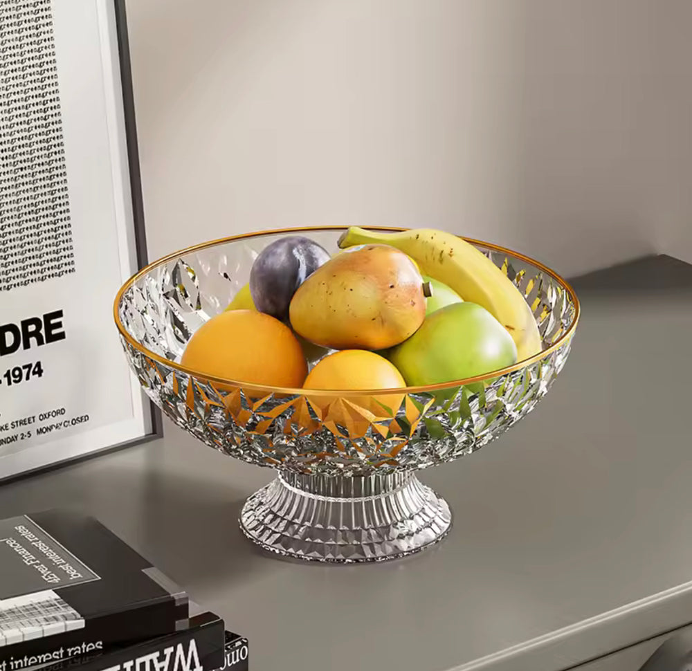 Elegant Acrylic Draining Luxury Fruit Bowl With Golden Rim