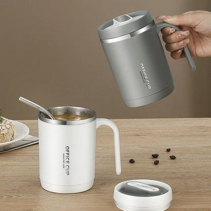 Travel Insulated Carry Mug With Handle (Stainless Steel)