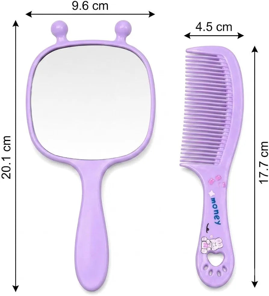 Cute Compact 2-Piece Mini Comb With Mirror Set